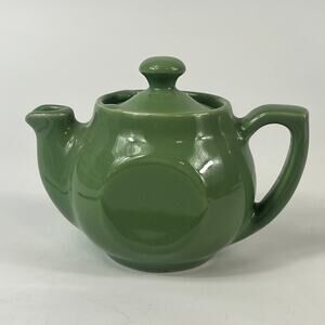 Green Teapot 6" Avocado Olive MCM Mid Century Retro Art Deco